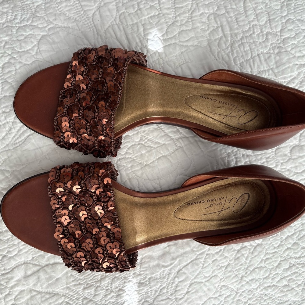 Arturo Chiang bronze sparkle flats